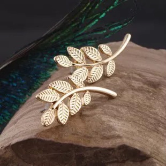 Leaves Gold Tone Stud Earrings